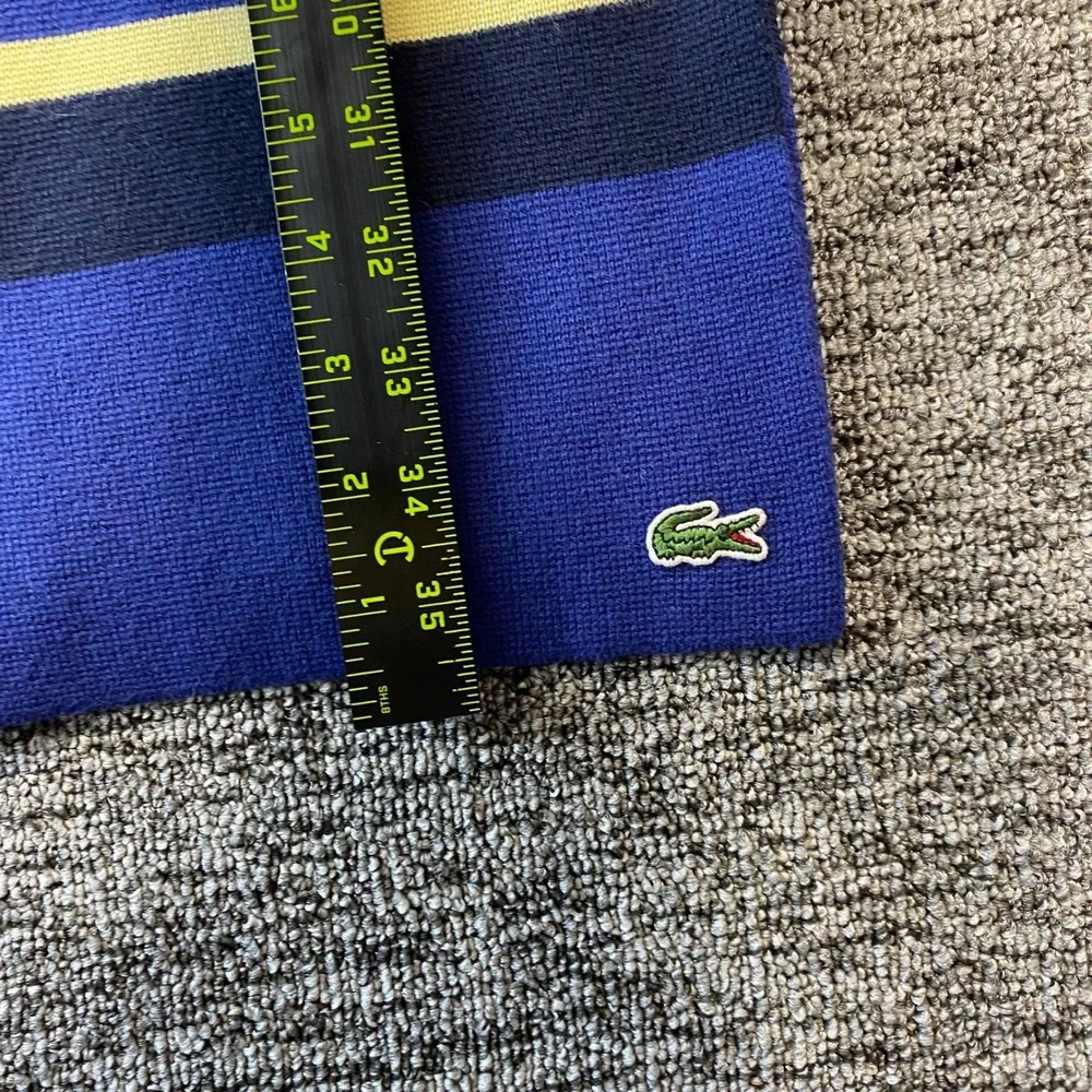 Lacoste NWT Cotton Wool Blend Striped Knit Scarf Blue Multicolor One Size